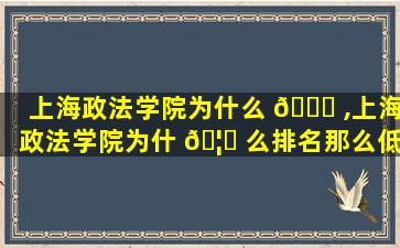 上海政法学院为什么 🐈 ,上海政法学院为什 🦍 么排名那么低分数线又好高